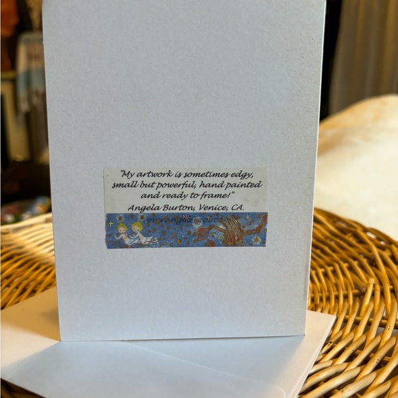 🦀♋️Hand painted sparking blue crab on fabric greeting card - Picture 5 of 5